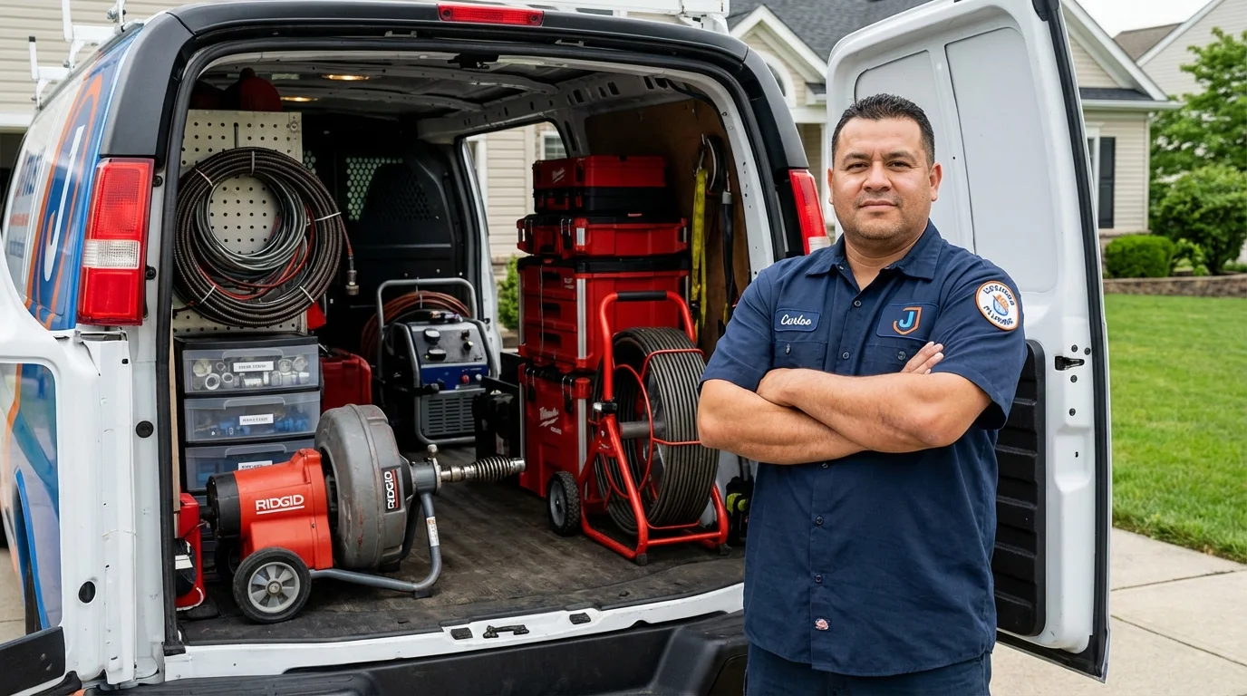 Professional drain cleaning equipment and Johns Plumbing LLC plumber in Roseboro