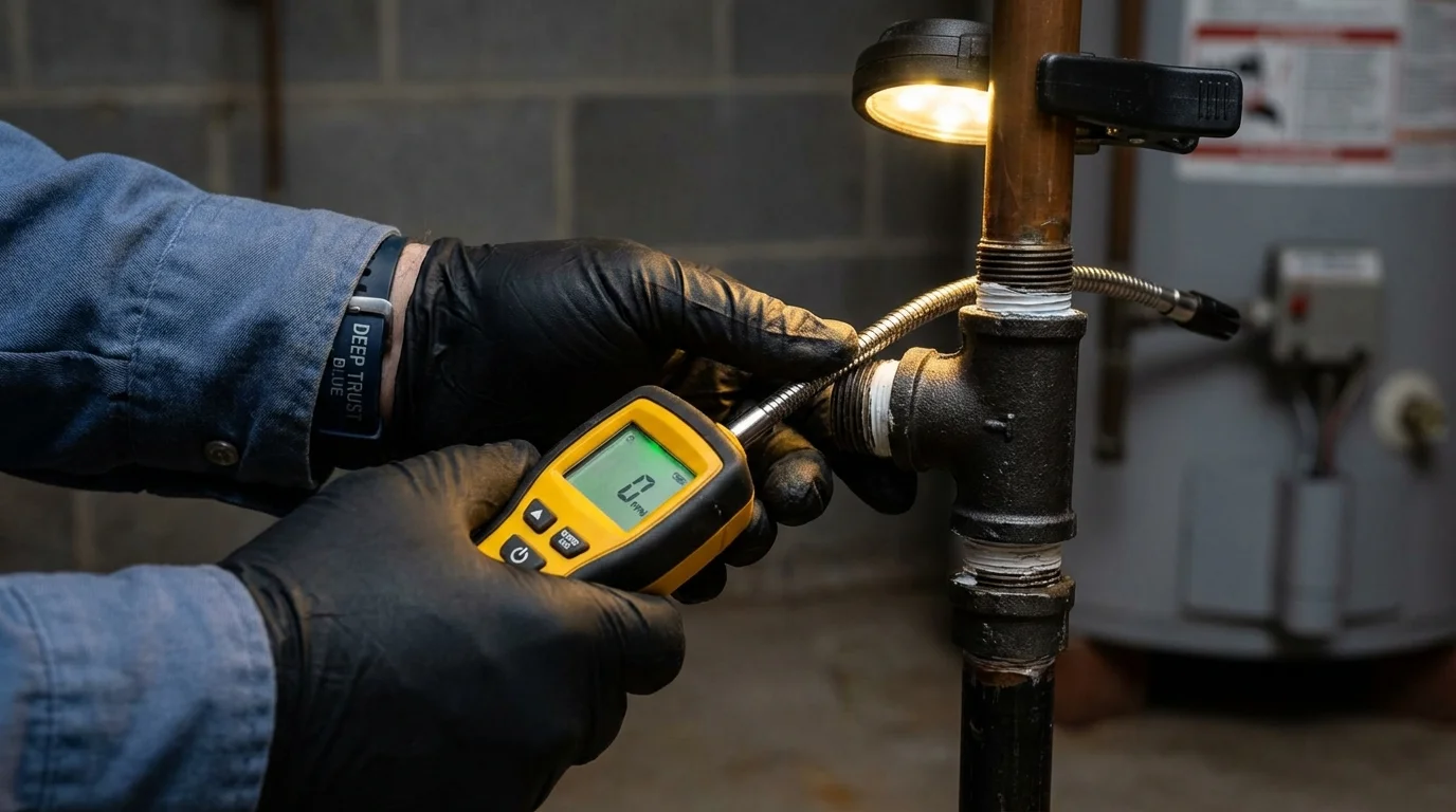 Gas leak detection with electronic sniffer by Johns Plumbing LLC in Roseboro